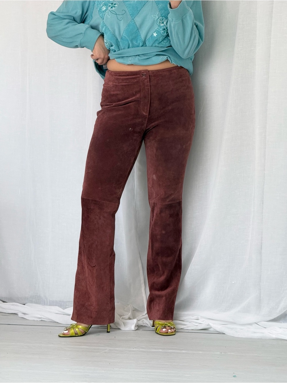 90s suede leather flare pants ✧